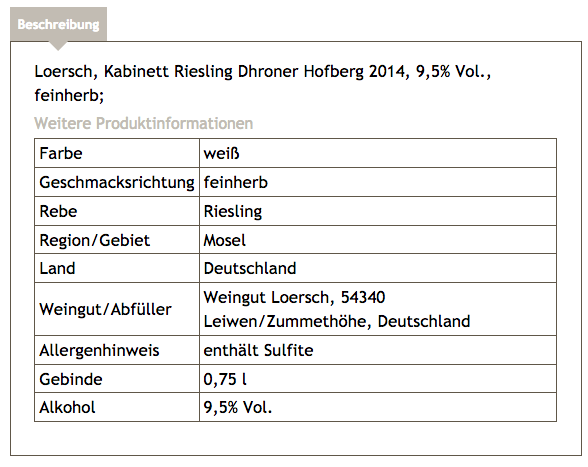 Beschreibung Loersch Riesling Dhroner Hofberg 2014