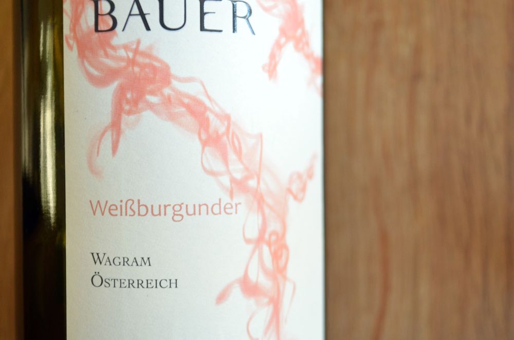 Etikett des Bauer Weißburgunder Wagram 2015