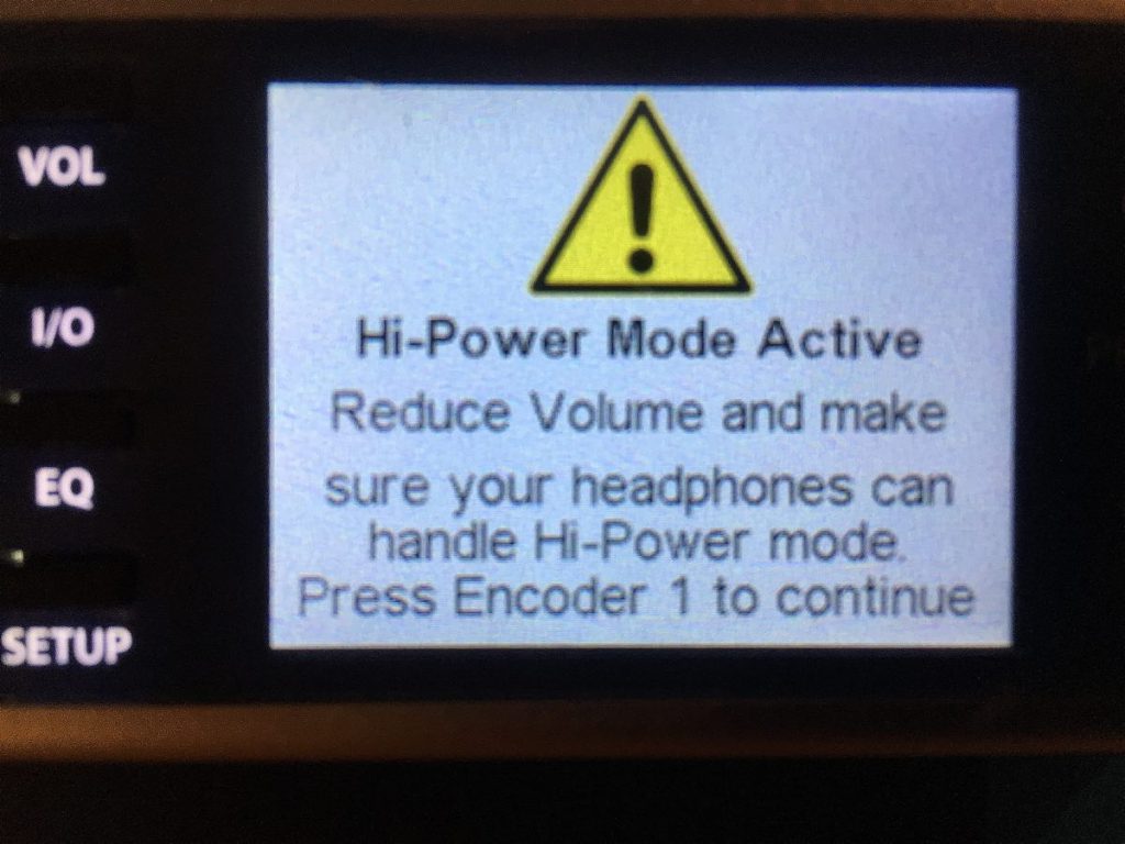 Hi-Power Mode Warning