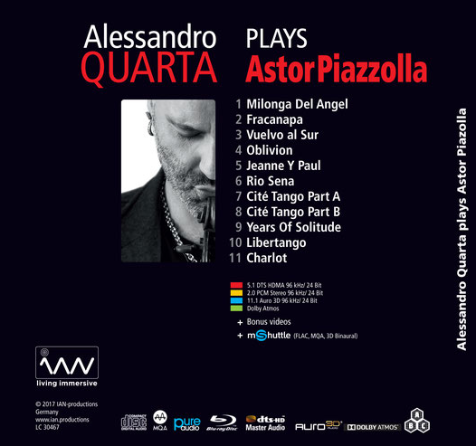 Die Rückseite von Alessandro Quarta Plays Piazolla