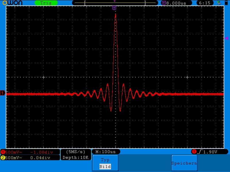 Yamaha NP-S303 digital filter impulse response 630Hz (fs = 44,1kHz)