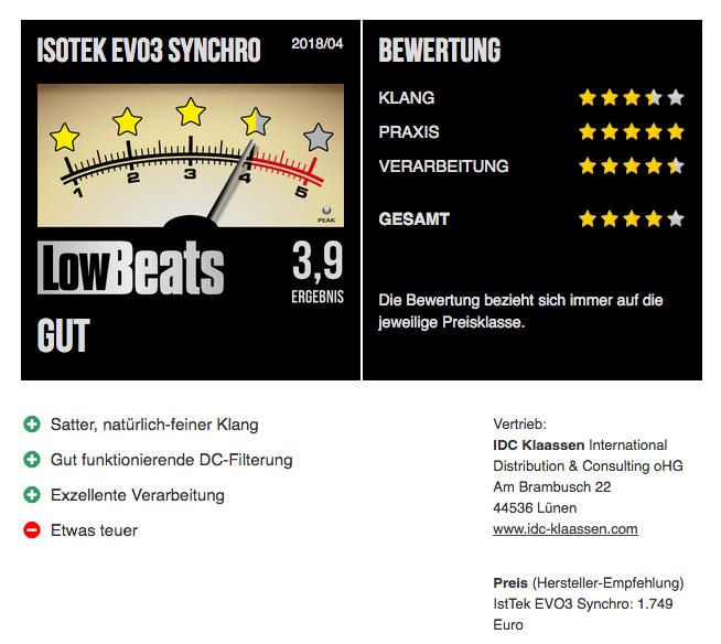 LowBeats Bewertung IsoTek EVO3 Synchro