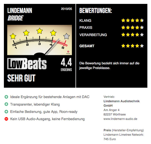 LowBeats Bewertung Lindemann Limetree Bridge