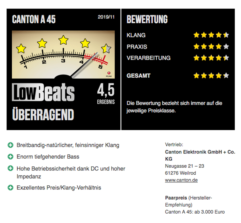 LowBeats Bewertung Canton A45
