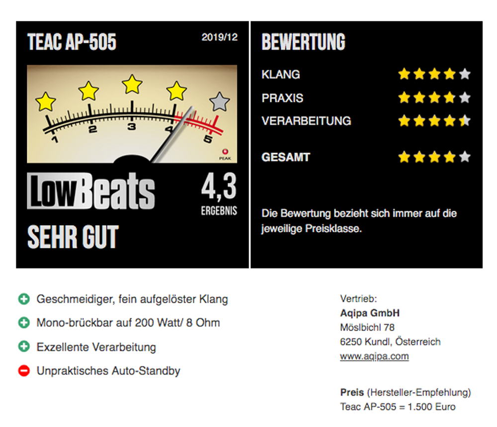 LowBeats Bewertung Teac AP-505