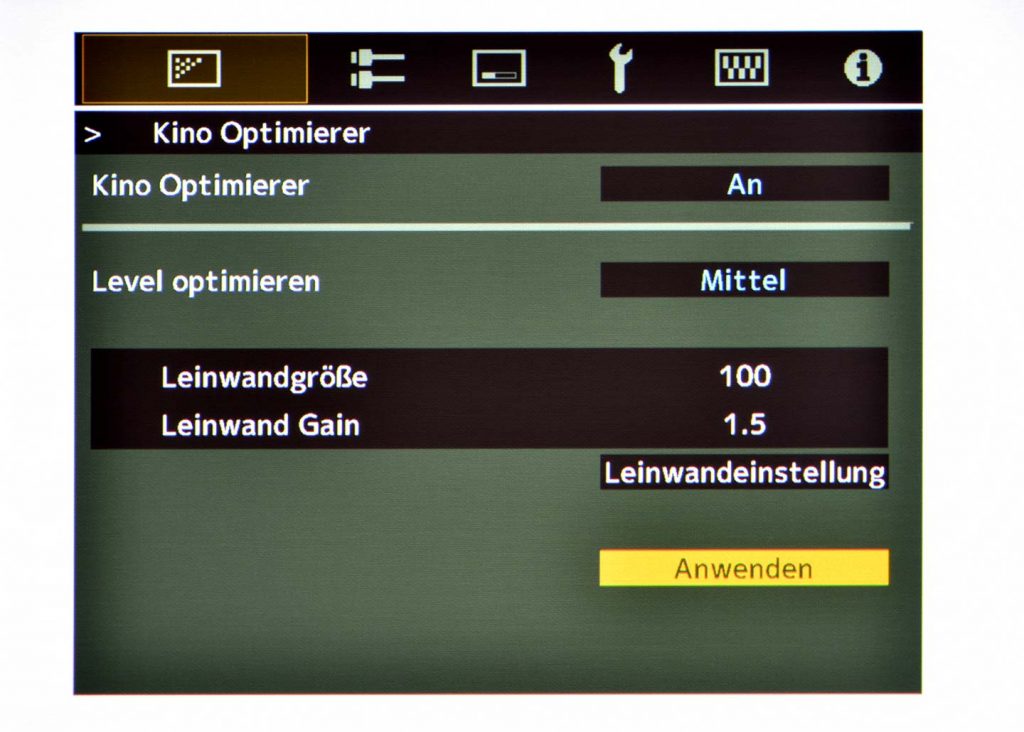 "Kino Optimierer": der neue Modus individualisiert die HDR-Berechnung auf das eigene Kino (Foto: R. Vogt)