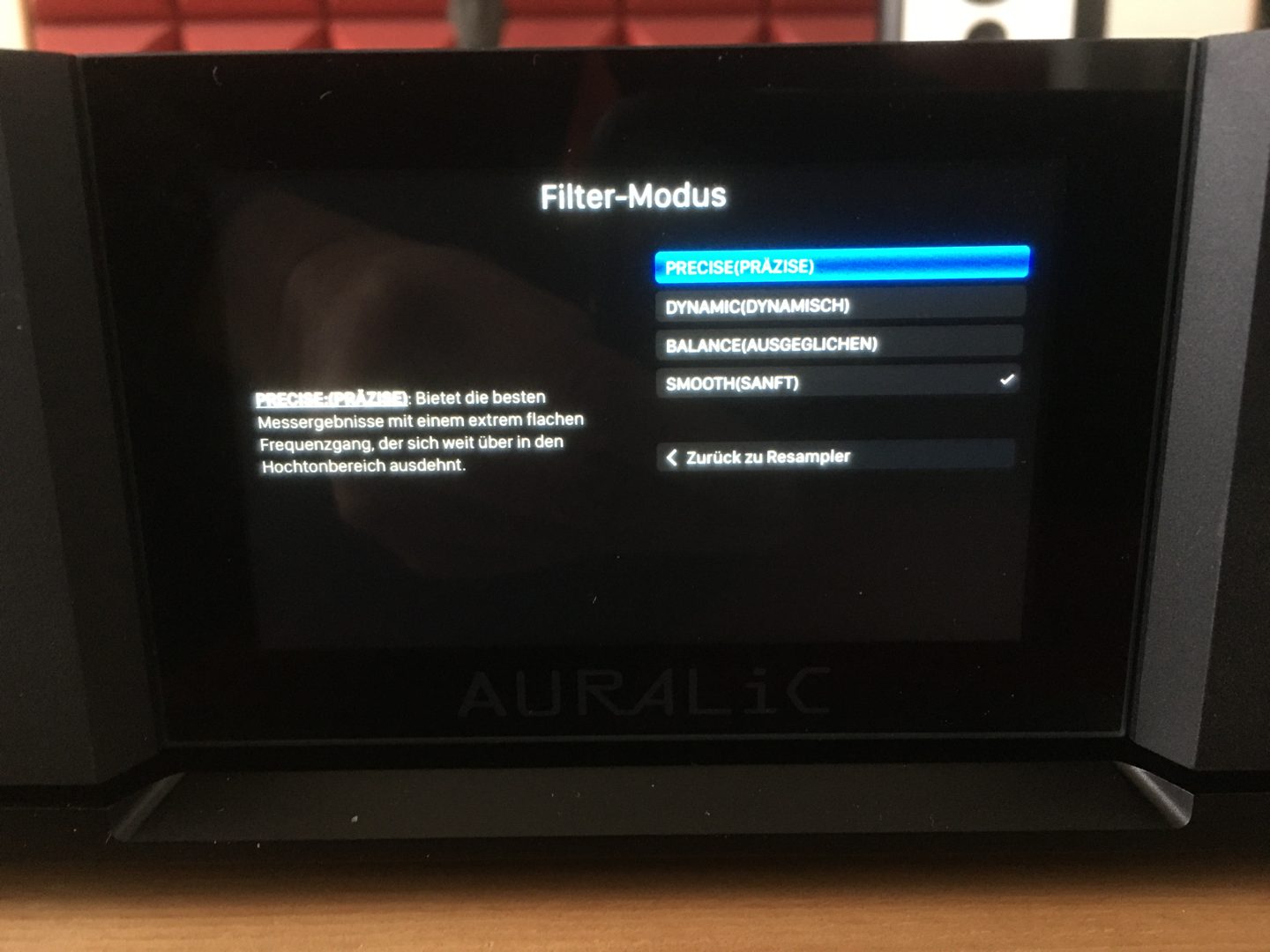 Auralic Sirius G2.1 – Filter Mode select