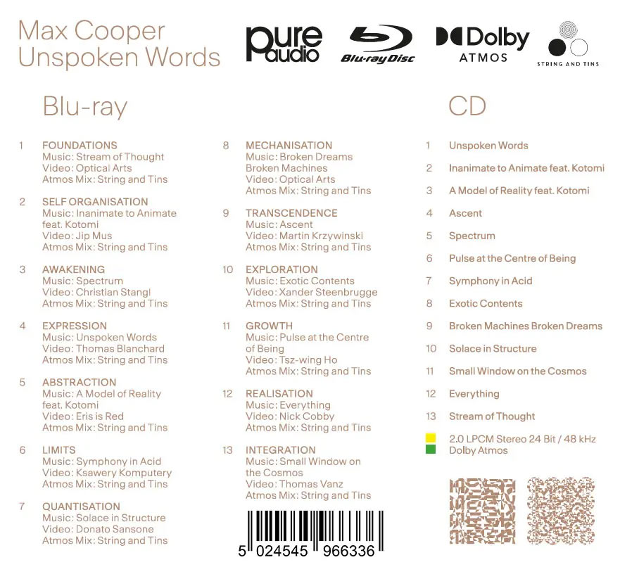 Max Cooper "Unspoken Words" Pure Audio Blu-ray Disc (Foto: Pure Audio Recordings)