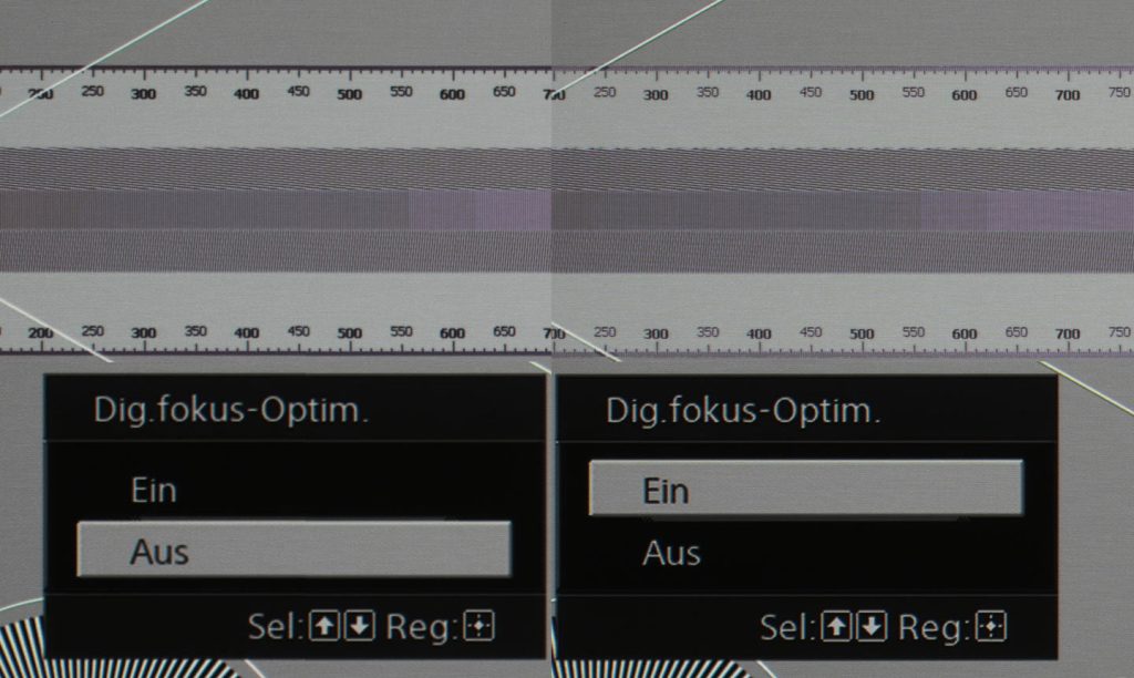 Digital Fokus Optimizer mit 4K/UHD-Testbild (Foto: R. Vogt)